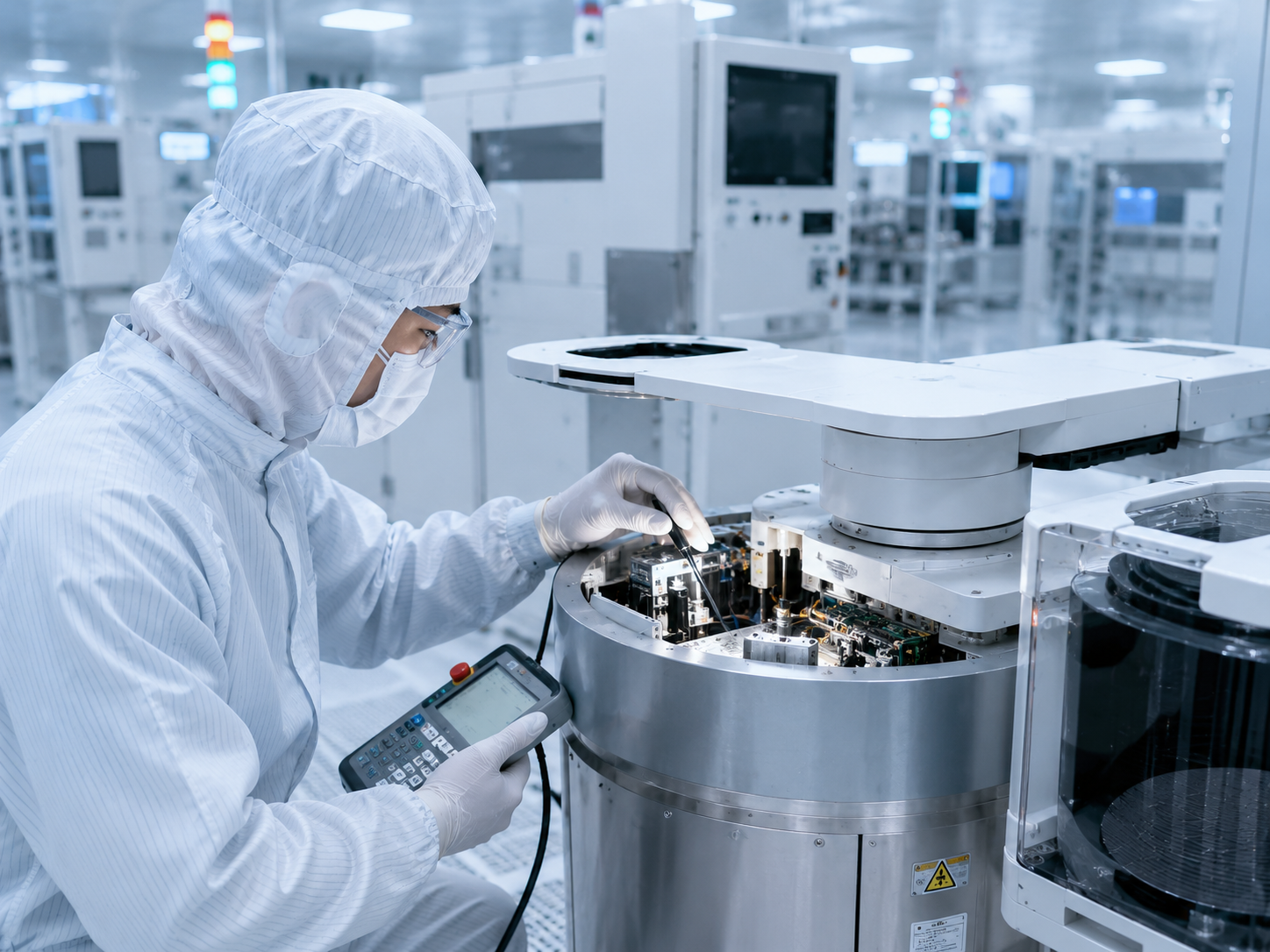 Semiconductor wafer-transfer robot repair in a cleanroom